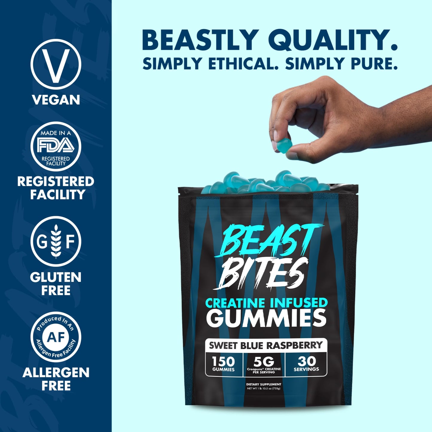 Suplemento Creatina Gomitas Beast Bites — Fuerza y Rendimiento (150 Gomitas)