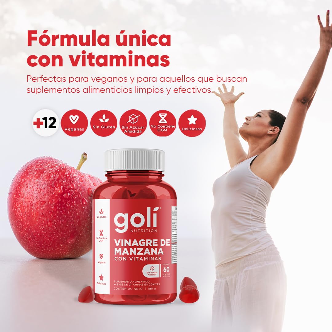 Goli® Vinagre de Sidra de Manzana — Digestión, Control de Apetito y Energía (60 Gomitas)