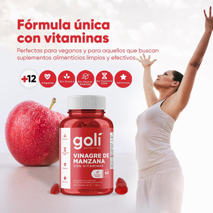 Goli® Vinagre de Sidra de Manzana — Digestión, Control de Apetito y Energía (60 Gomitas)