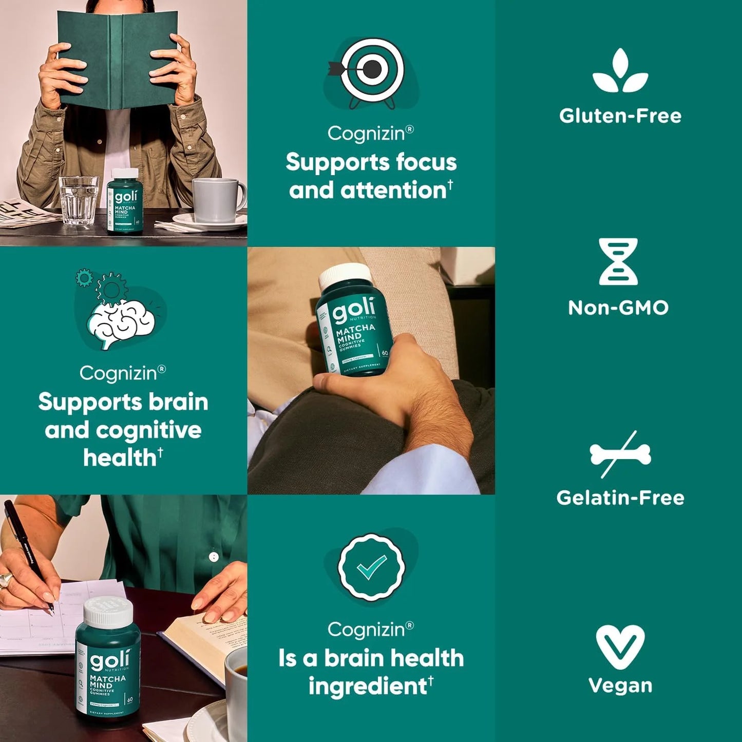 Goli® Matcha Mind — Enfoque, Atención y Salud Cognitiva (60 Gomitas)