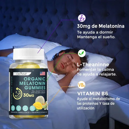 Organic Melatonin Gummies 30 mg — Descanso Profundo y Reparador (60 Gomas Veganas)