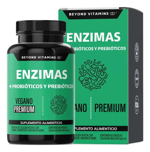Enzimas + Probióticos y Prebióticos  Beyond Vitamins — Triple Acción Premium (180 Cápsulas)