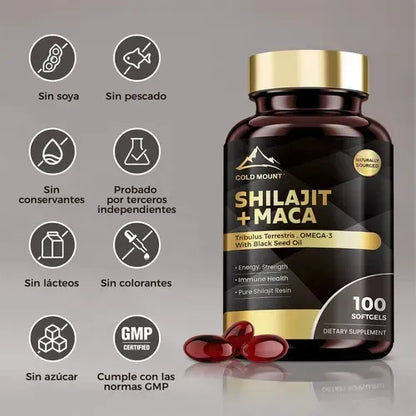 Shilajit + Maca COLD MOUNT — Fuerza, Vitalidad y Balance Adaptógeno (100 Cápsulas)