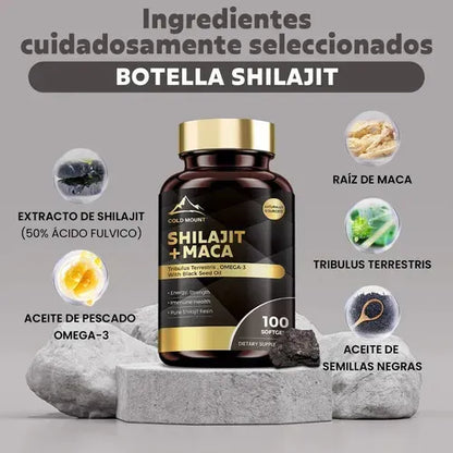 Shilajit + Maca COLD MOUNT — Fuerza, Vitalidad y Balance Adaptógeno (100 Cápsulas)