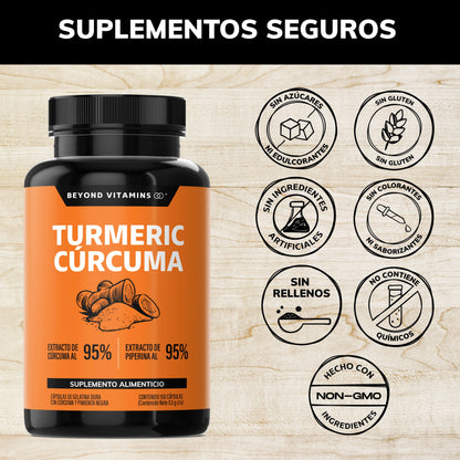 Turmeric Cúrcuma  — Máxima Absorción con Piperina al 95% (150 Cápsulas)